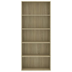 vidaXL Bücherregal 5 Fächer Sonoma-Eiche 80x30x189 cm Holzwerkstoff