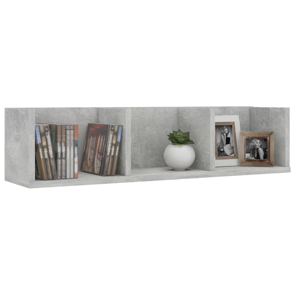 vidaXL CD-Wandregal Betongrau 75x18x18 cm Holzwerkstoff