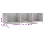 vidaXL CD-Wandregal Betongrau 75x18x18 cm Holzwerkstoff