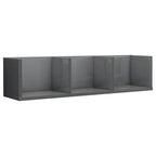vidaXL CD-Wandregal Hochglanz-Grau 75x18x18 cm Holzwerkstoff