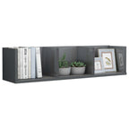 vidaXL CD-Wandregal Hochglanz-Grau 75x18x18 cm Holzwerkstoff