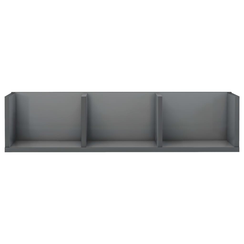 vidaXL CD-Wandregal Hochglanz-Grau 75x18x18 cm Holzwerkstoff