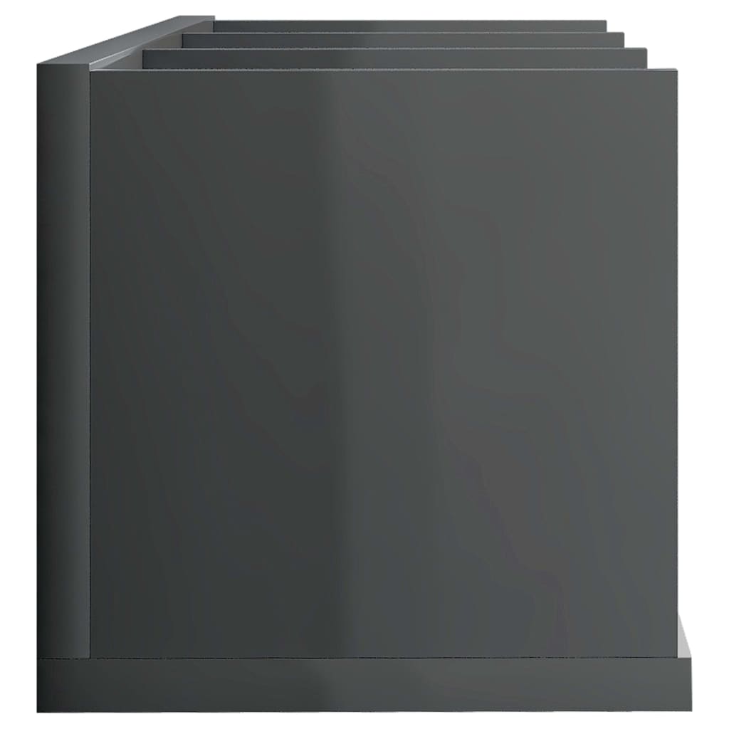 vidaXL CD-Wandregal Hochglanz-Grau 75x18x18 cm Holzwerkstoff
