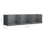 vidaXL CD-Wandregal Hochglanz-Grau 75x18x18 cm Holzwerkstoff