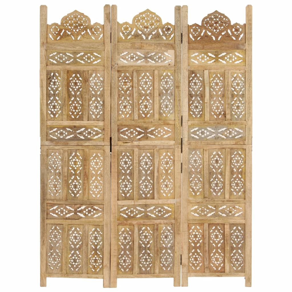 vidaXL 3-tlg. Raumteiler Handgeschnitzt 120×165 cm Mango Massivholz