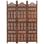 vidaXL 3-tlg. Raumteiler Handgeschnitzt Braun 120×165 cm Mangoholz