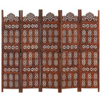 vidaXL 5-tlg. Raumteiler Handgeschnitzt Braun 200×165 cm Mangoholz