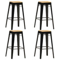 vidaXL Barhocker 4 Stk. Schwarz Mango Massivholz