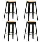 vidaXL Barhocker 4 Stk. Schwarz Mango Massivholz