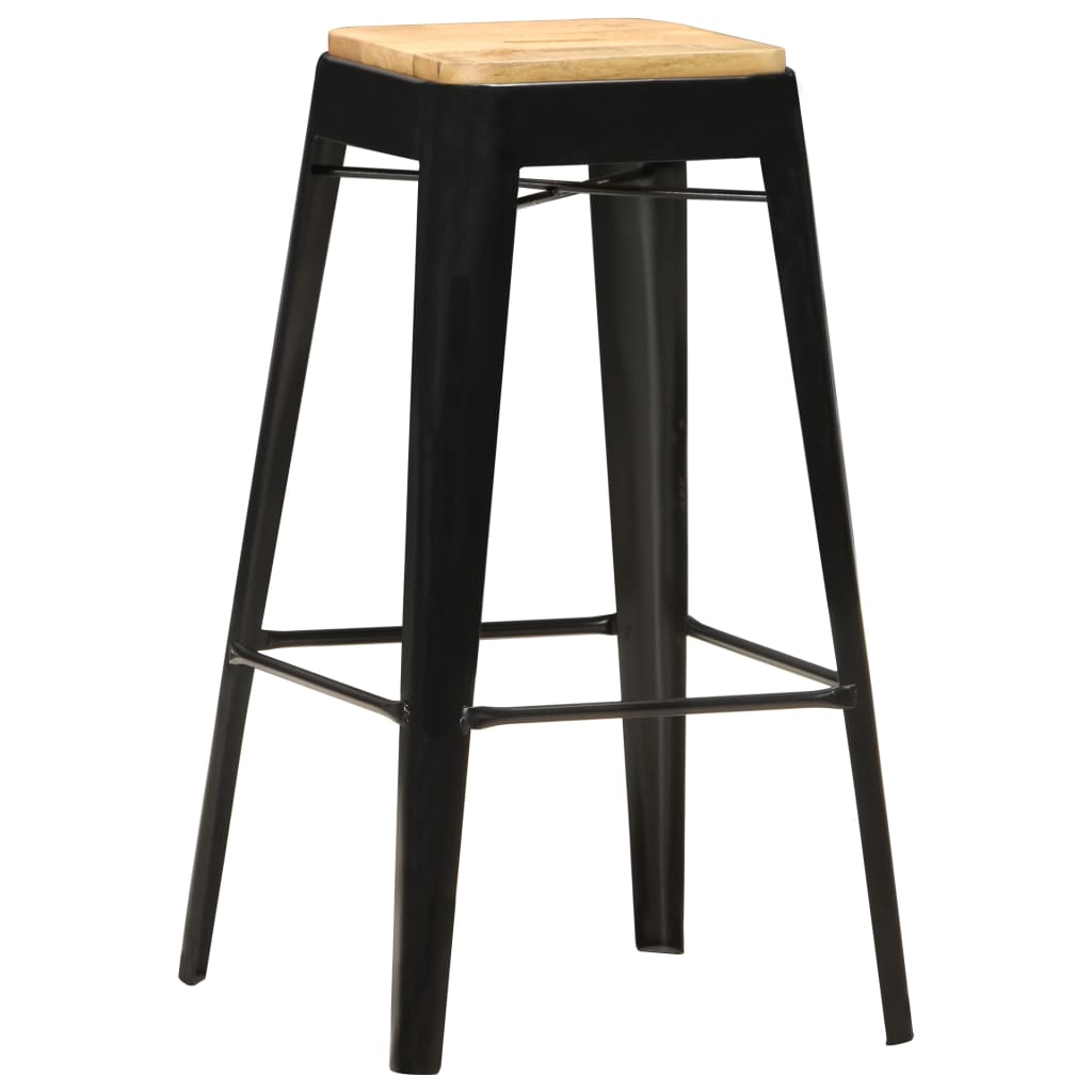 vidaXL Barhocker 4 Stk. Schwarz Mango Massivholz