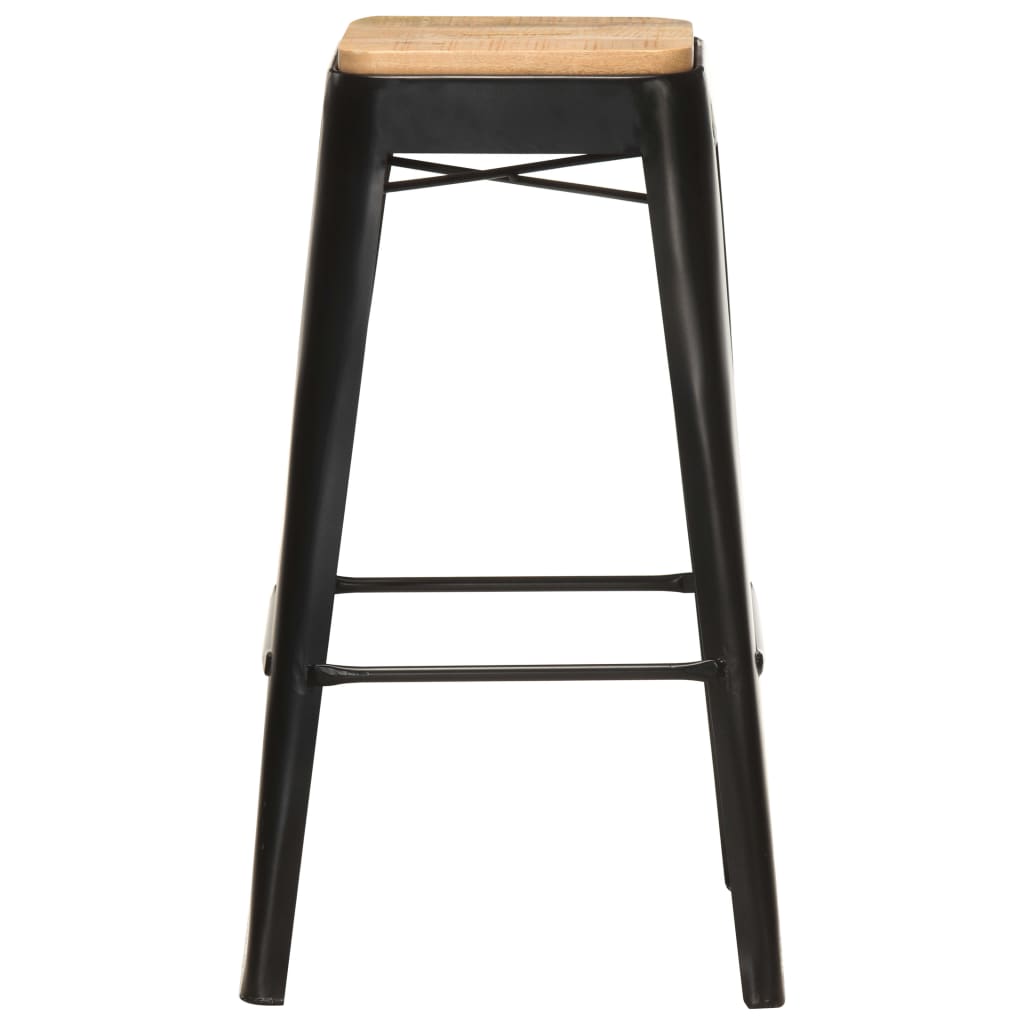 vidaXL Barhocker 4 Stk. Schwarz Mango Massivholz