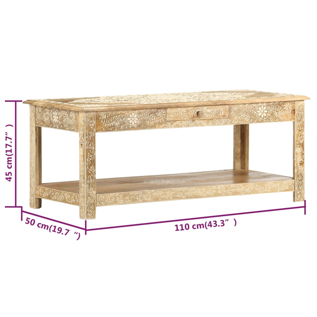 vidaXL Couchtisch 110 x 50 x 45 cm Handgemalt Massivholz Mango