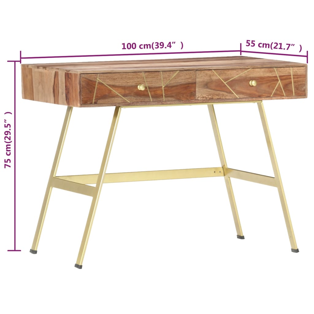 vidaXL Schreibtisch mit Schubladen 100x55x75 cm Massivholz Akazie