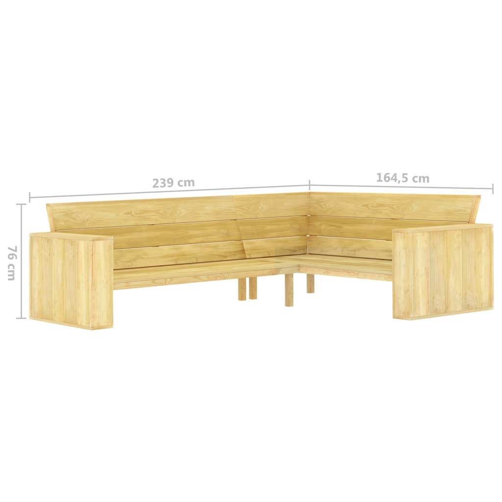 vidaXL Garten-Eckbank 239 cm Kiefernholz Imprägniert