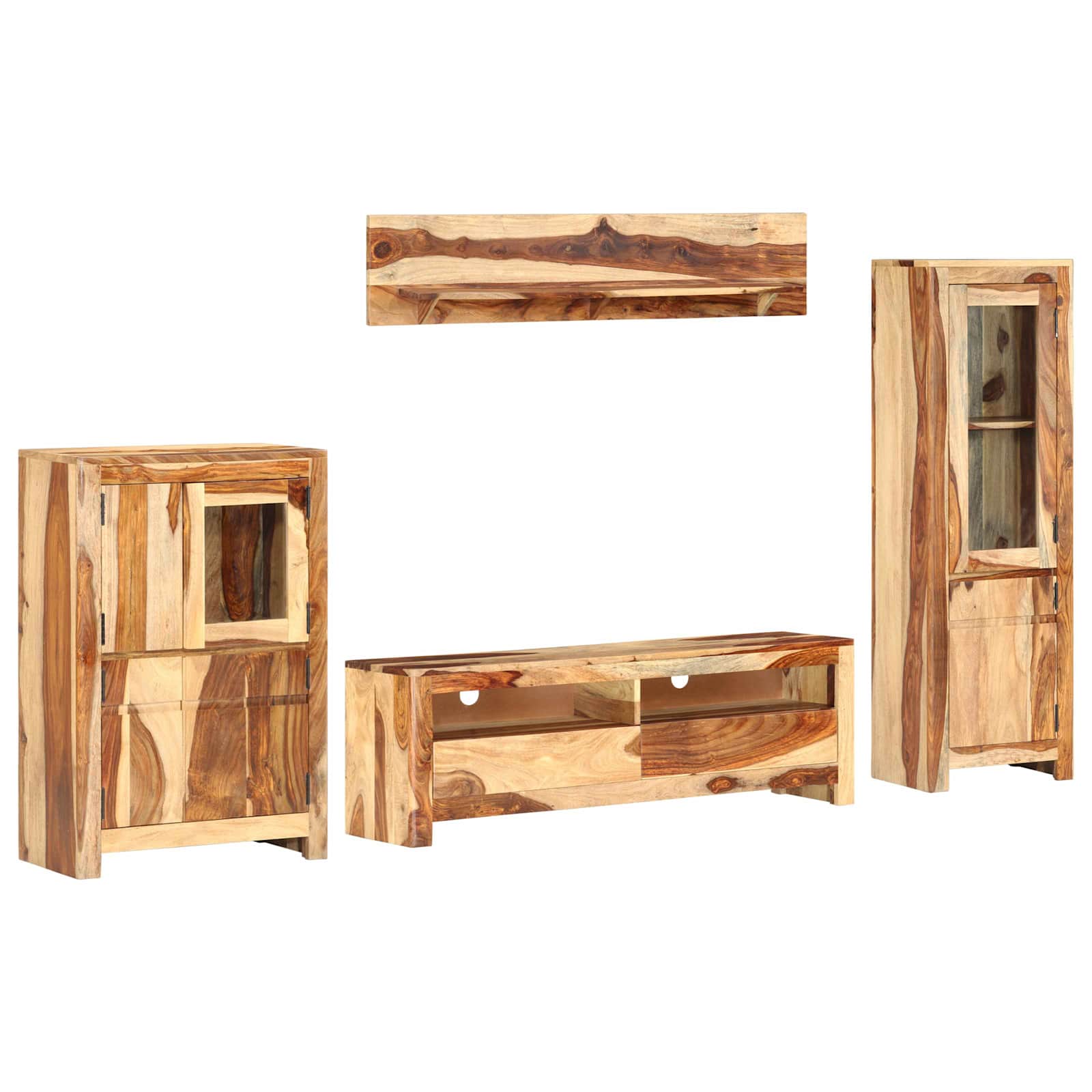 vidaXL TV-Einheit Set mit Schubladen Braun Holz