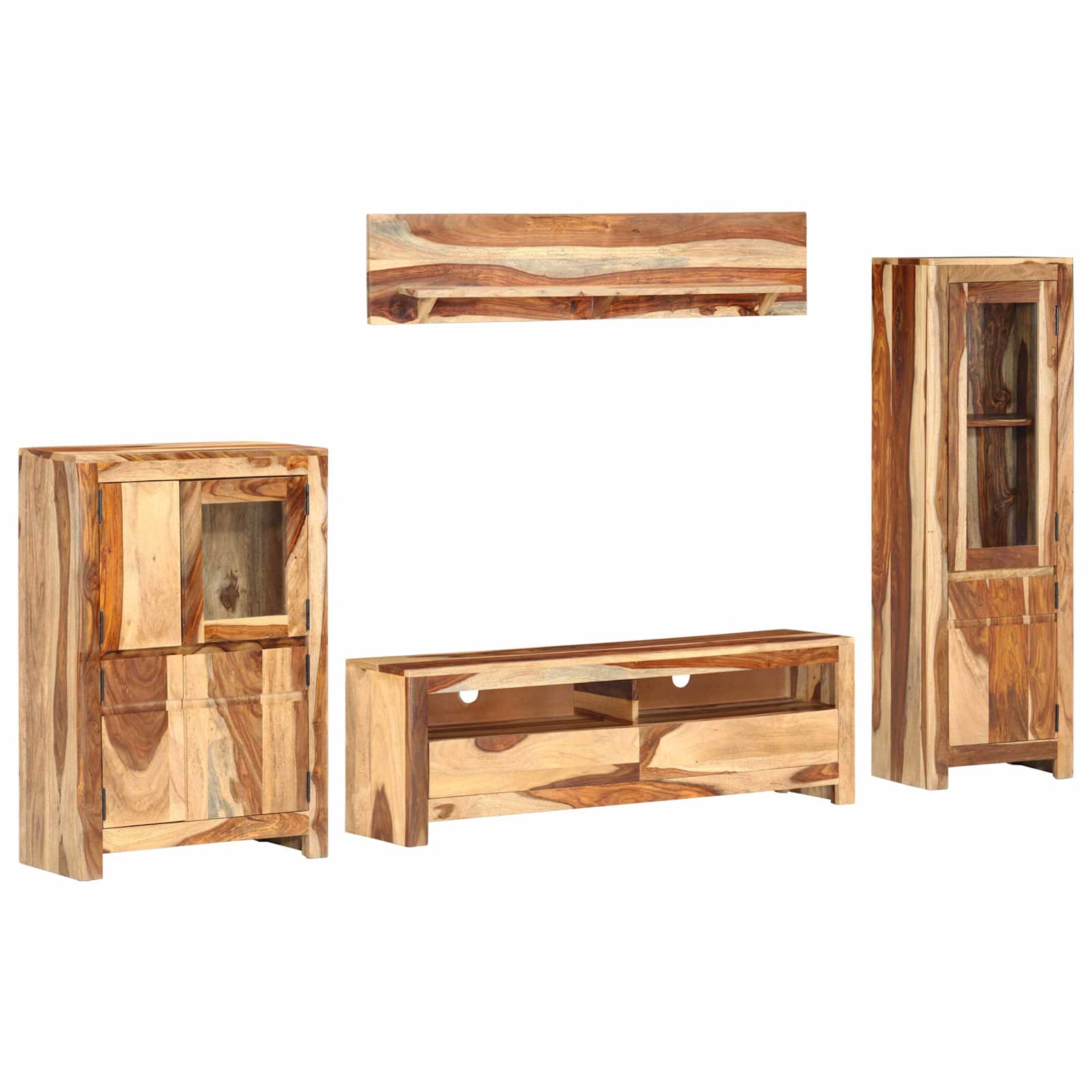 vidaXL TV-Einheit Set mit Schubladen Braun Holz