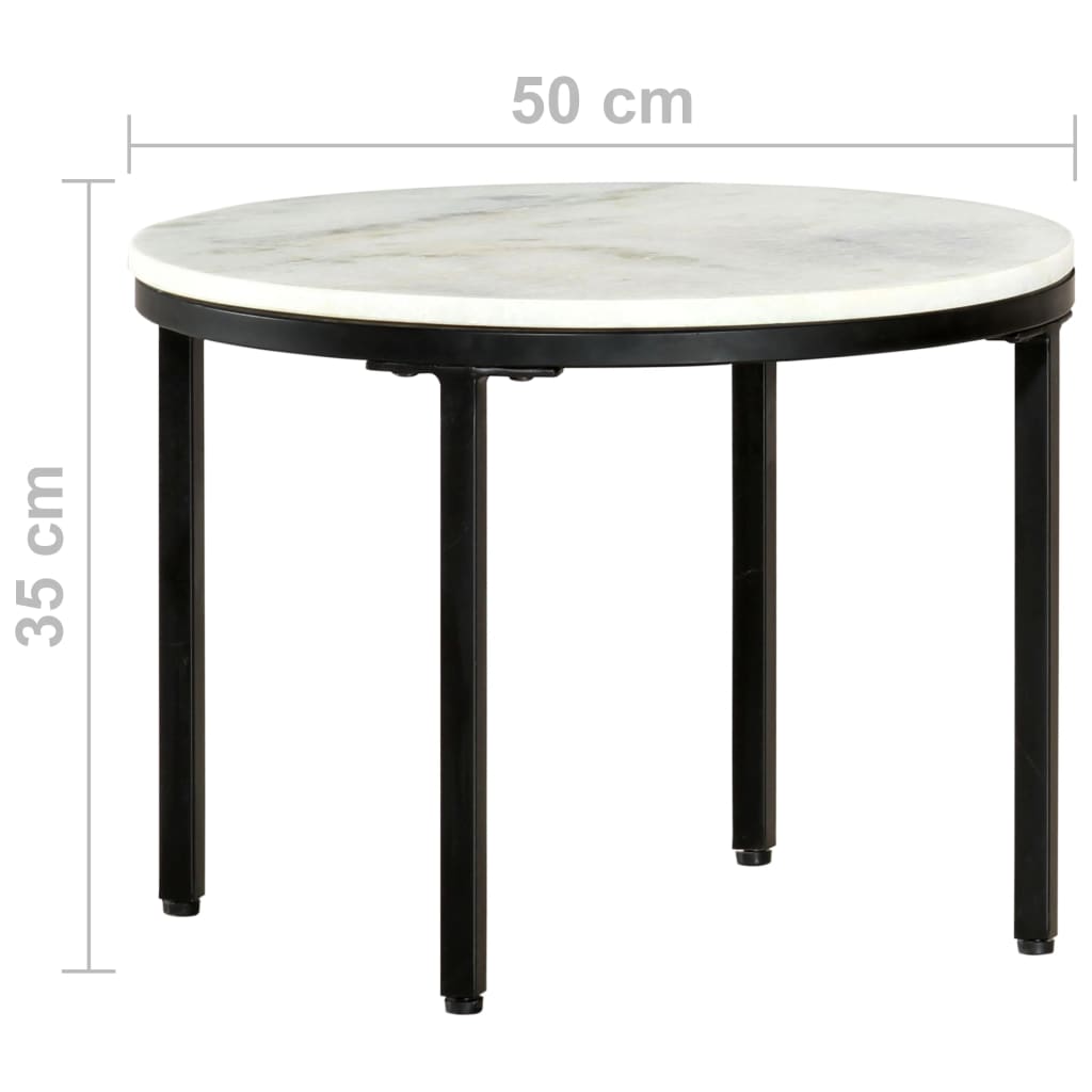 vidaXL Couchtisch Weiß und Schwarz Ø Echter Marmor