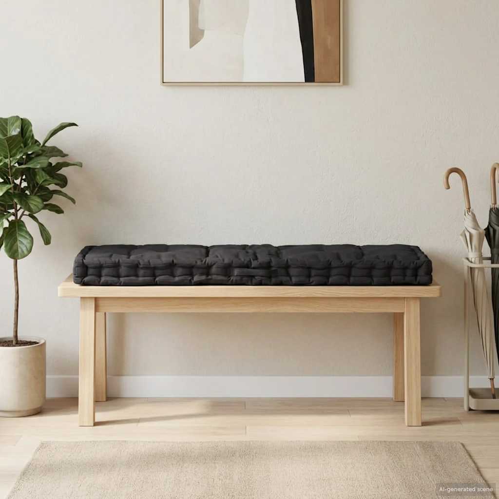 vidaXL Palettenkissen Baumwolle 120×40×7 cm Schwarz