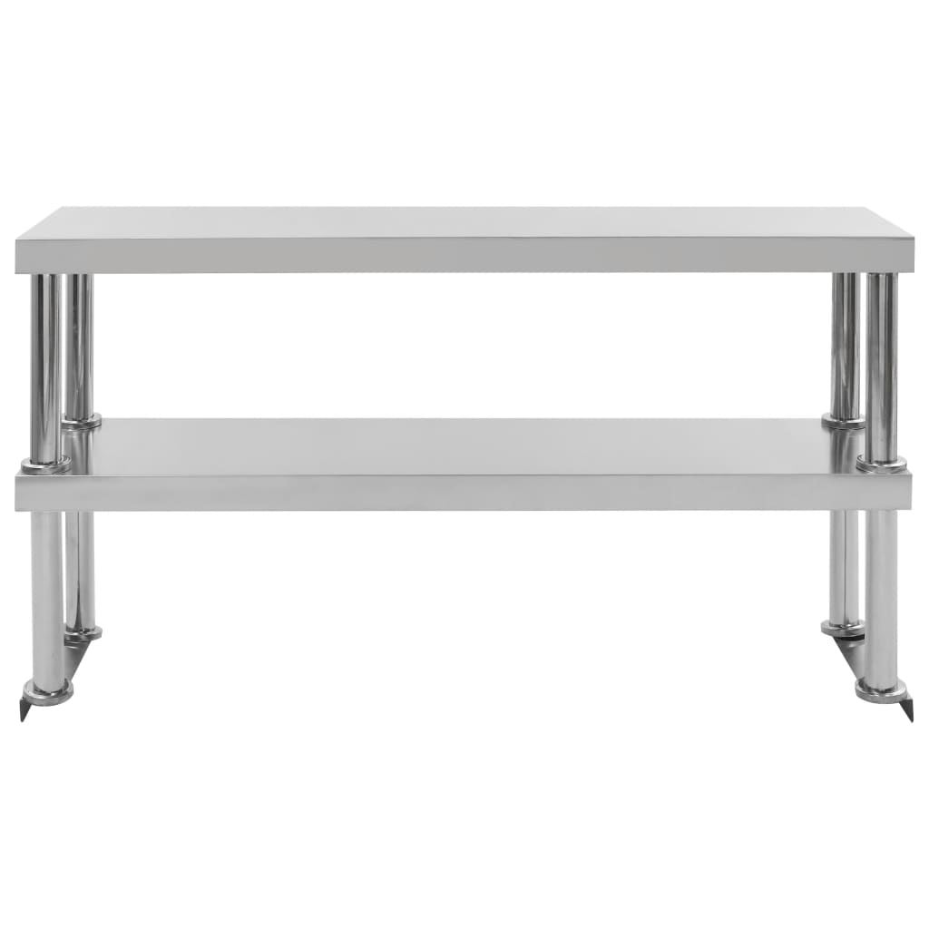 vidaXL 2-stufiger Arbeitstisch-Aufsatz 120 x 30 x 65 cm Edelstahl