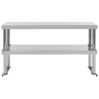 vidaXL 2-stufiger Arbeitstisch-Aufsatz 120 x 30 x 65 cm Edelstahl