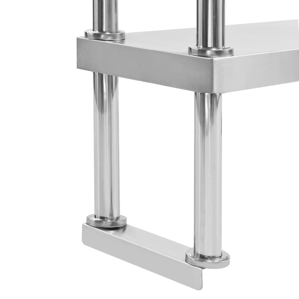 vidaXL 2-stufiger Arbeitstisch-Aufsatz 120 x 30 x 65 cm Edelstahl