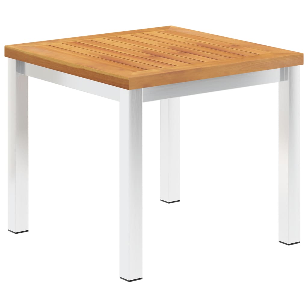 vidaXL Garten-Beistelltisch 45x45x38 cm Massivholz Akazie & Edelstahl