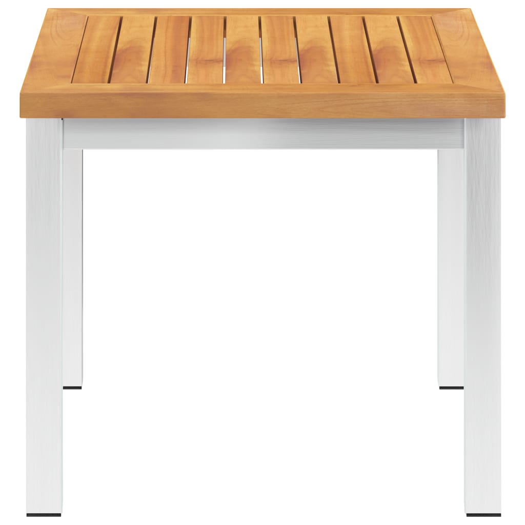 vidaXL Garten-Beistelltisch 45x45x38 cm Massivholz Akazie & Edelstahl