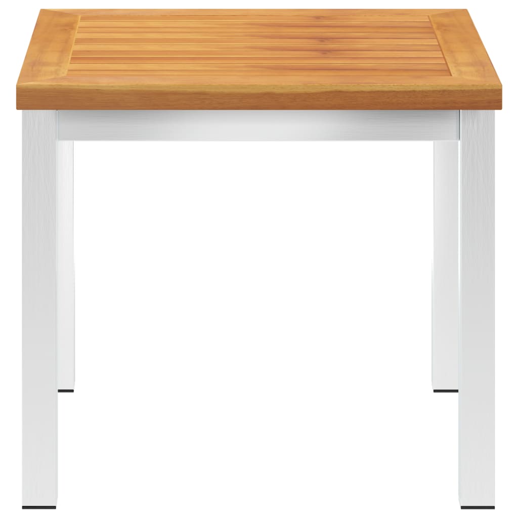 vidaXL Garten-Beistelltisch 45x45x38 cm Massivholz Akazie & Edelstahl