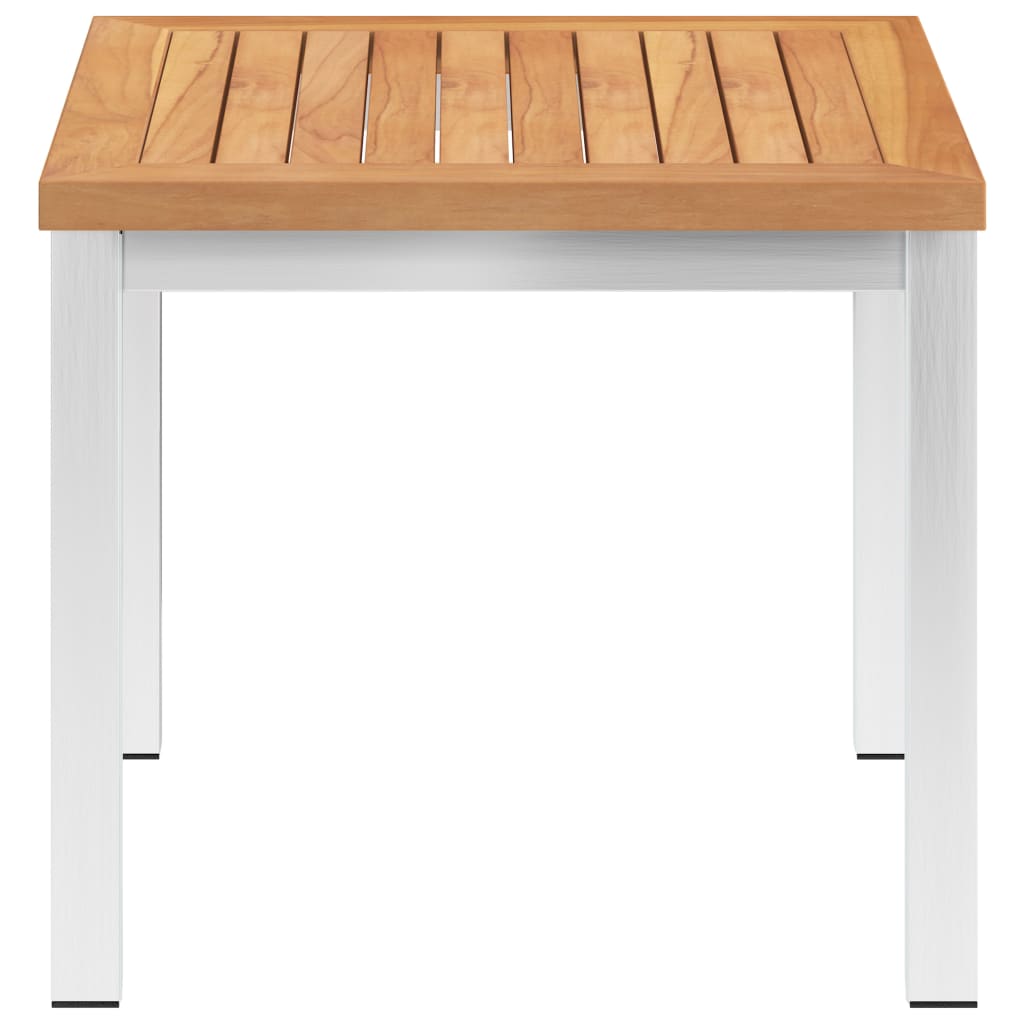vidaXL Garten-Beistelltisch 45 x 45 x 38 cm Teak Massivholz Edelstahl