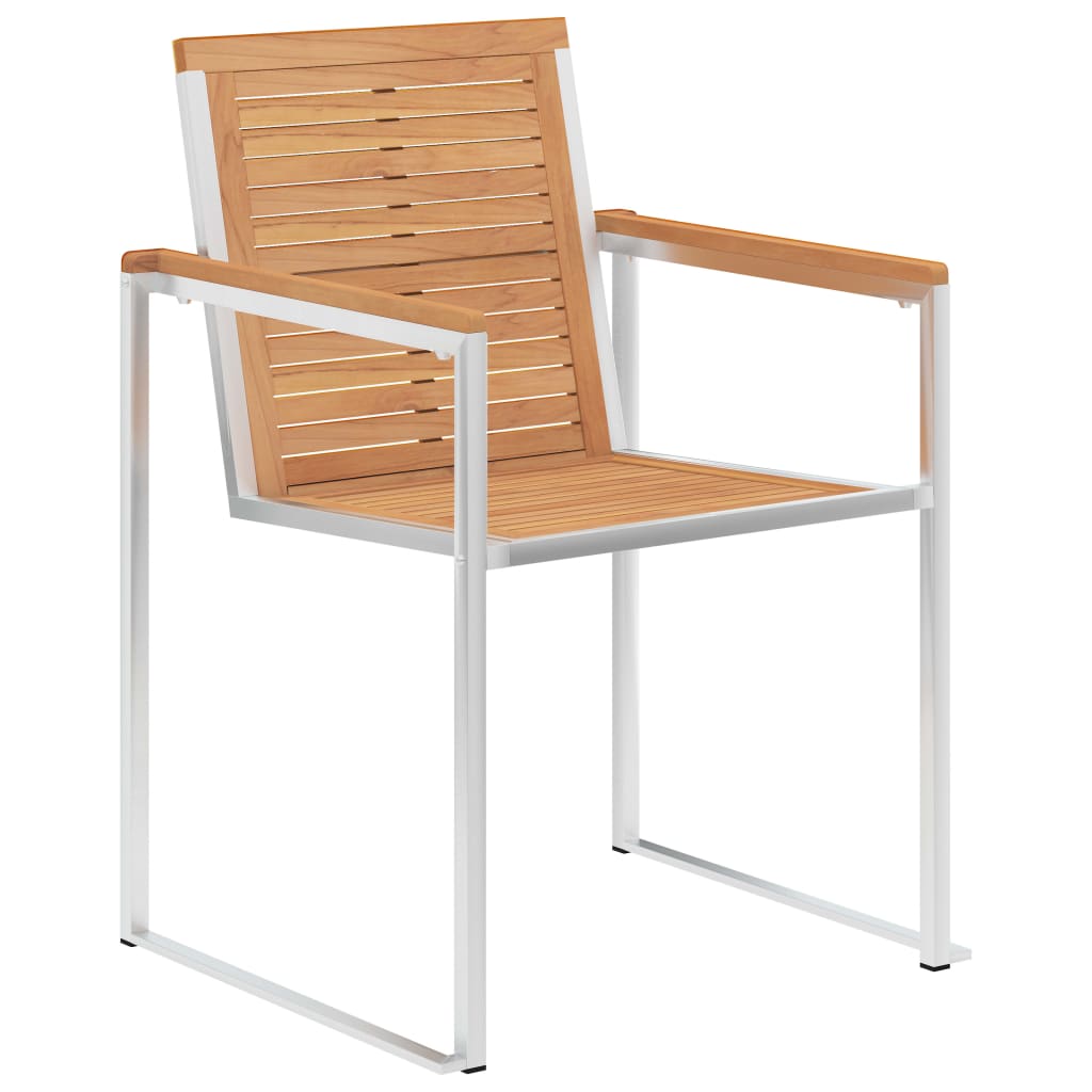 vidaXL Gartenstühle 2 Stk. Massivholz Teak und Edelstahl