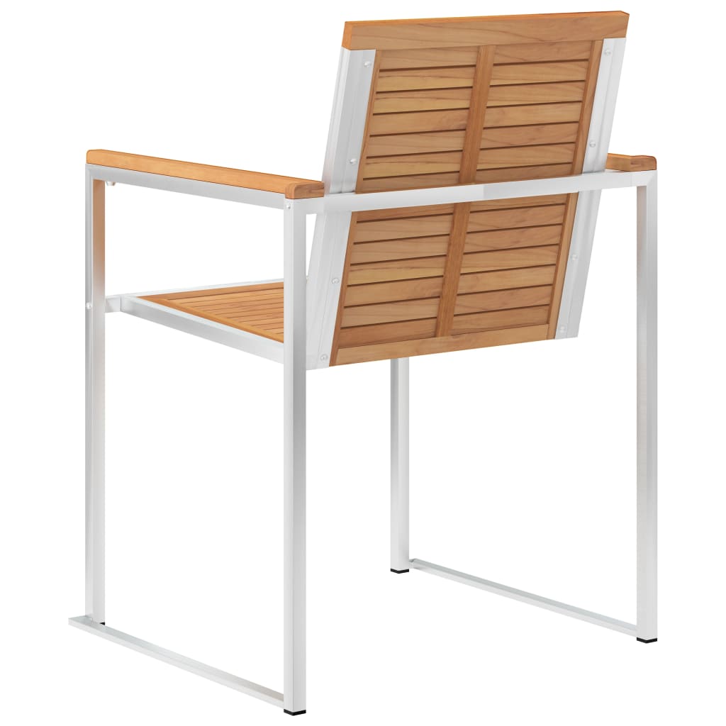 vidaXL Gartenstühle 2 Stk. Massivholz Teak und Edelstahl