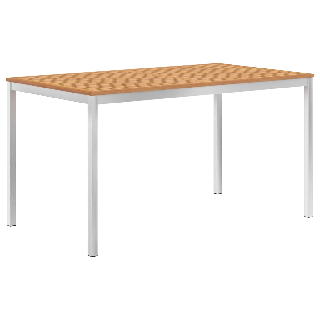 vidaXL Garten-Esstisch 140x80x75 cm Massivholz Teak und Edelstahl