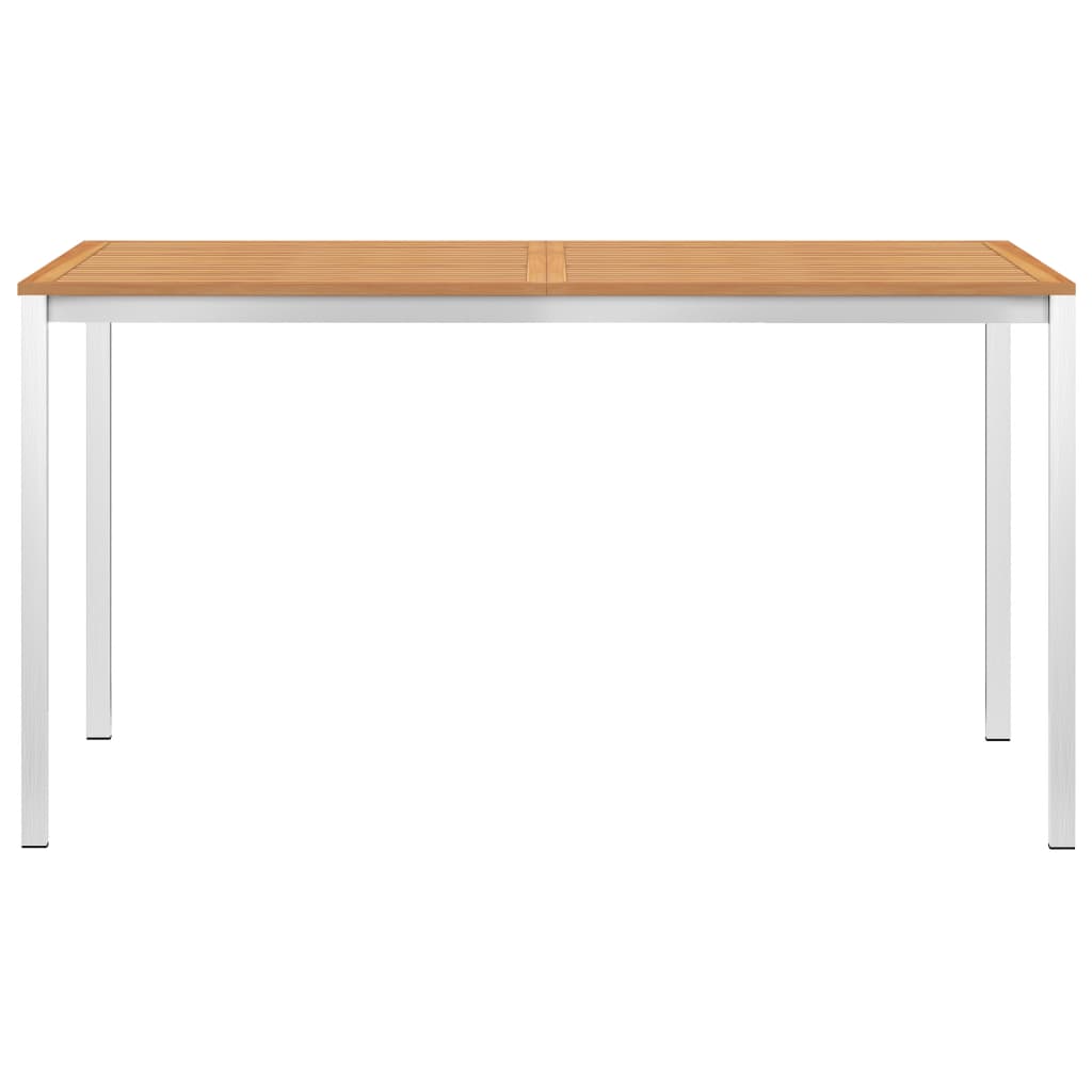 vidaXL Garten-Esstisch 140x80x75 cm Massivholz Teak und Edelstahl
