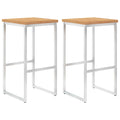 vidaXL Barhocker 2 Stk. Massivholz Teak und Edelstahl