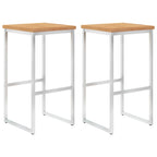 vidaXL Barhocker 2 Stk. Massivholz Teak und Edelstahl