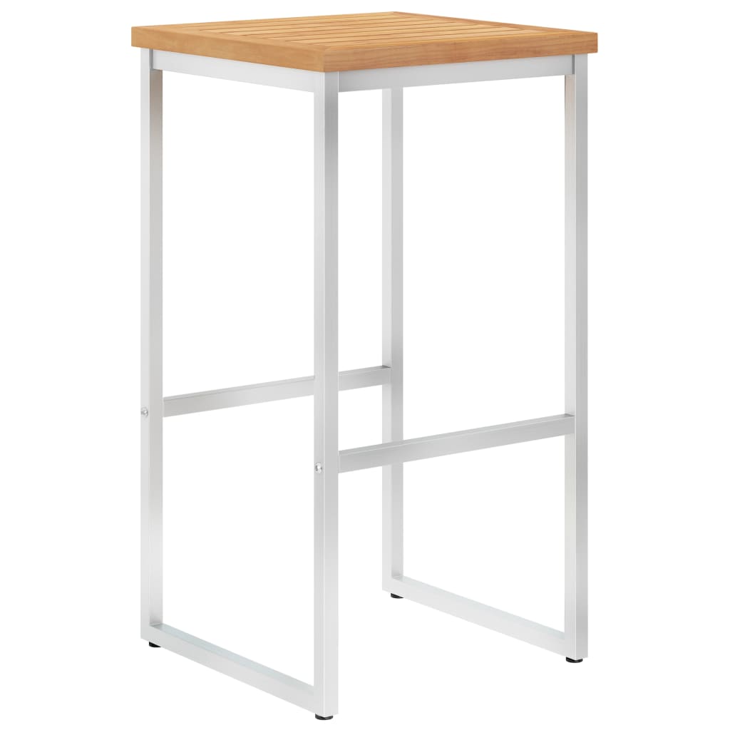 vidaXL Barhocker 2 Stk. Massivholz Teak und Edelstahl