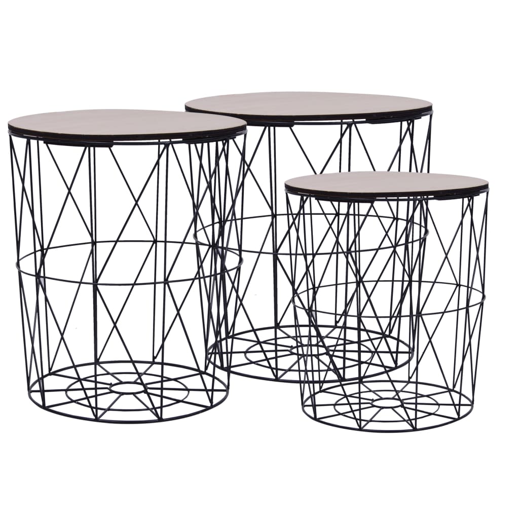 vidaXL Couchtische 3 Stk. Schwarz