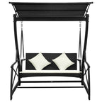 vidaXL Hollywoodschaukel 3-Sitzer mit Dach Poly Rattan Schwarz