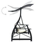 vidaXL Hollywoodschaukel 3-Sitzer mit Dach Poly Rattan Schwarz