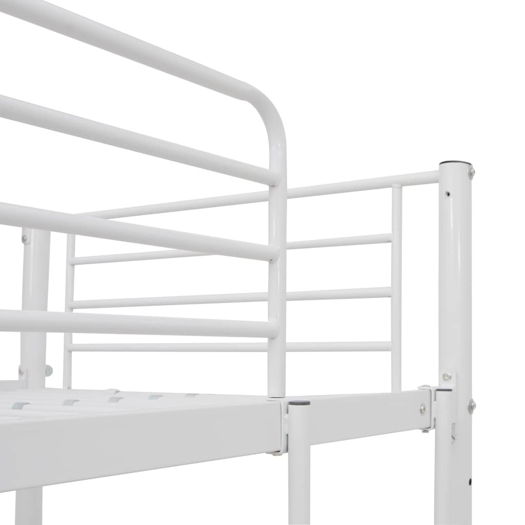 vidaXL Etagenbett mit Tischrahmen Weiß Metall