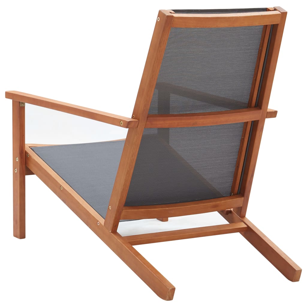 vidaXL Garten-Loungestuhl Grau Eukalyptus Massivholz und Textilene