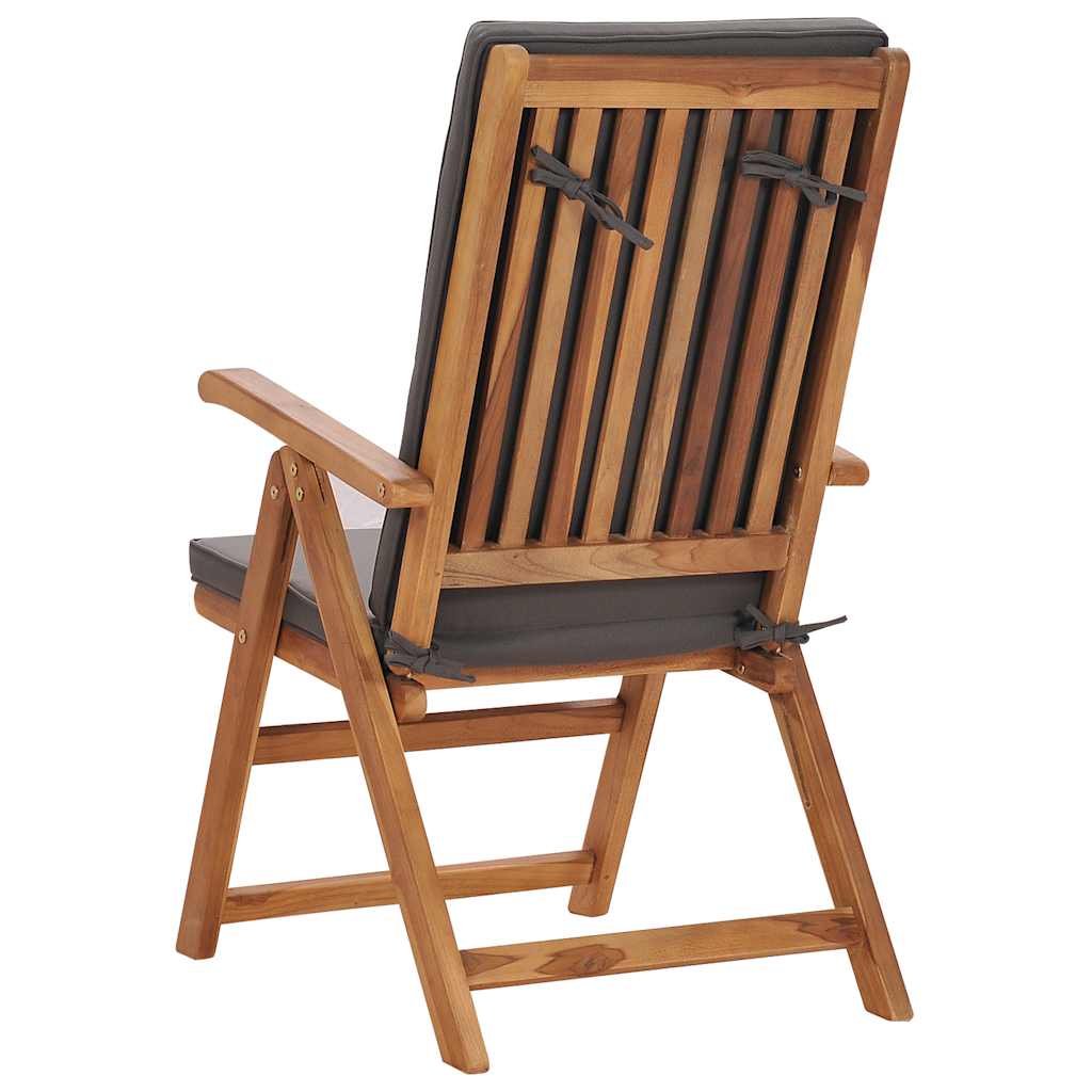 vidaXL Garten-Liegestühle 2 Stk. mit Auflagen Massivholz Teak Grau