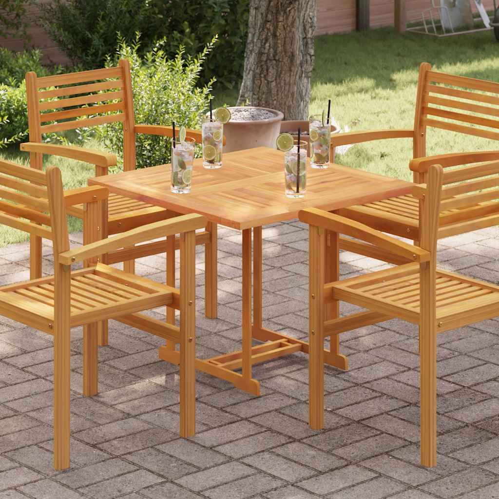 vidaXL Tischplatte Massivholz Teak Quadratisch 80×80×2,5 cm