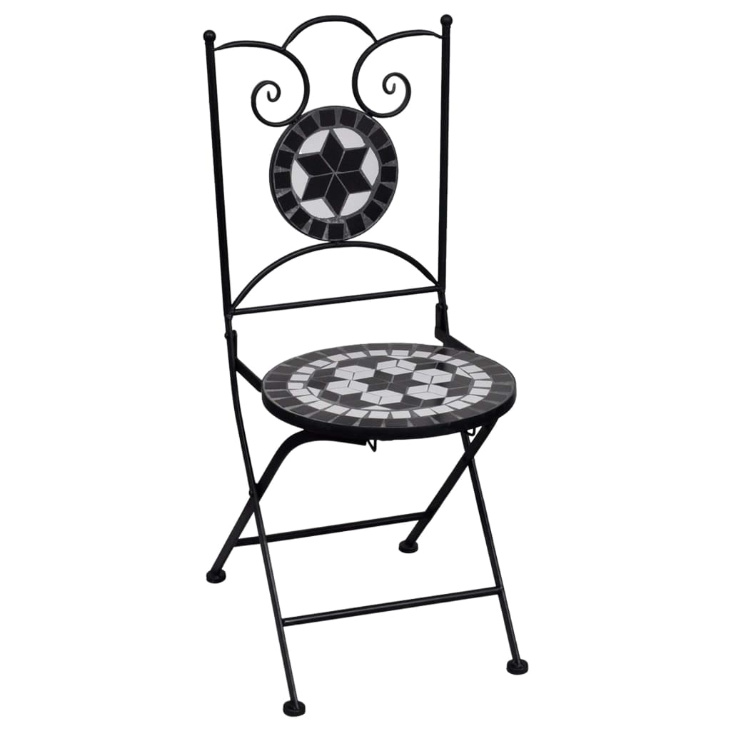 vidaXL 3-tlg. Bistro-Set Mosaik Keramik Schwarz und Weiß