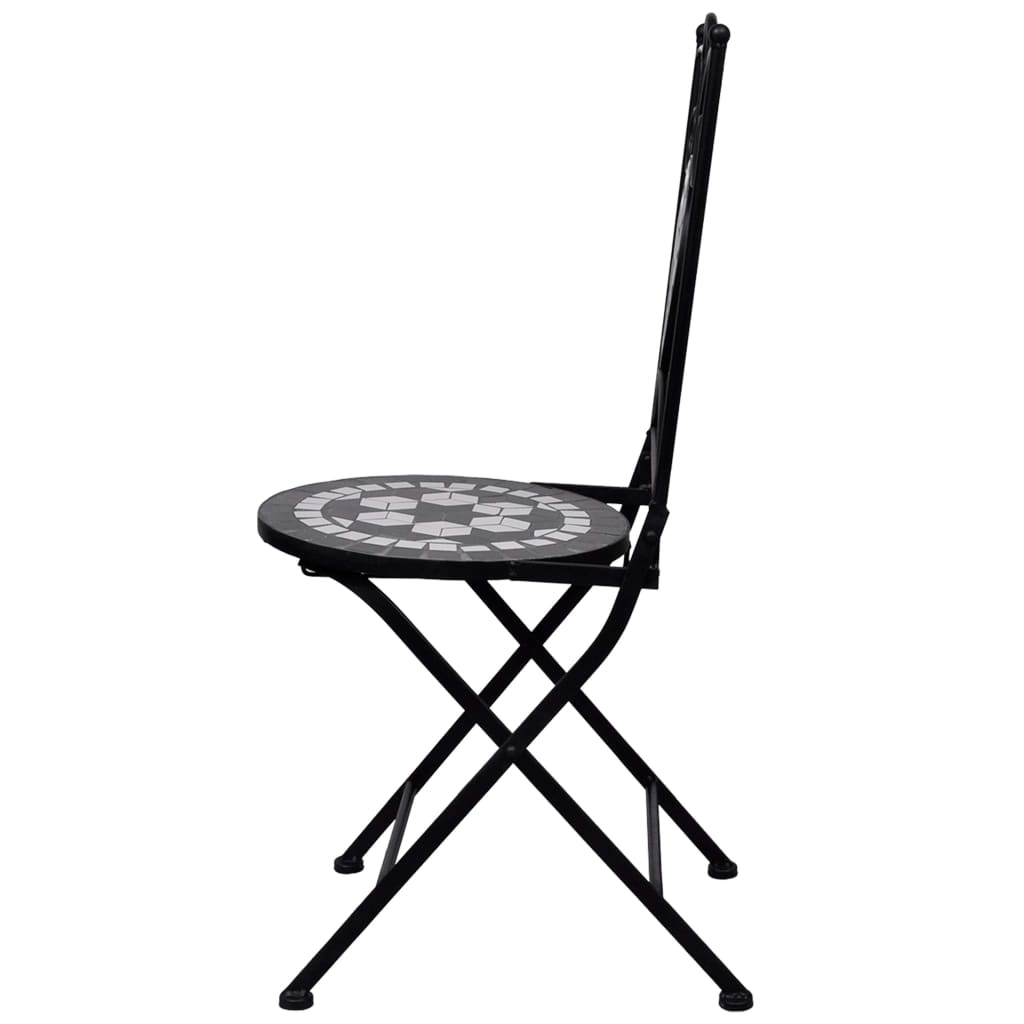 vidaXL 3-tlg. Bistro-Set Mosaik Keramik Schwarz und Weiß