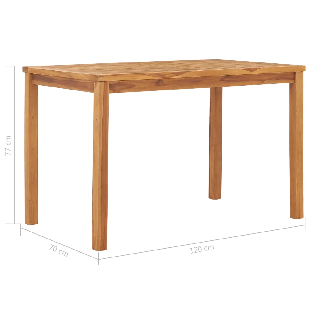 vidaXL Garten-Esstisch 120x70x77 cm Massivholz Teak