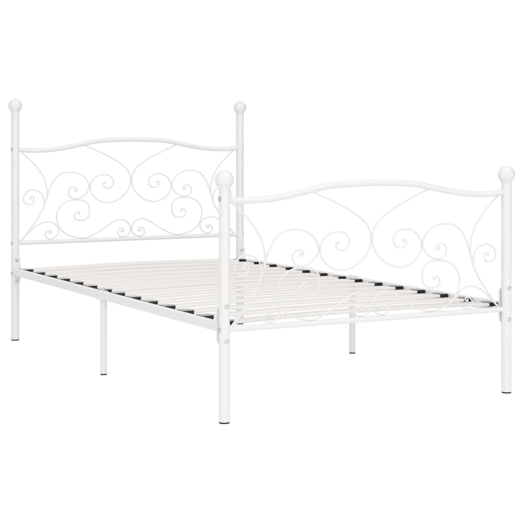 vidaXL Bettgestell mit Lattenrost Weiß Metall 90 x 200 cm