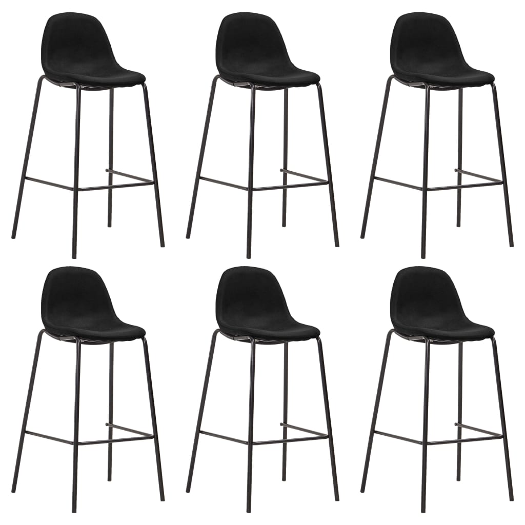 vidaXL Barhocker 6 Stk. Schwarz Stoff