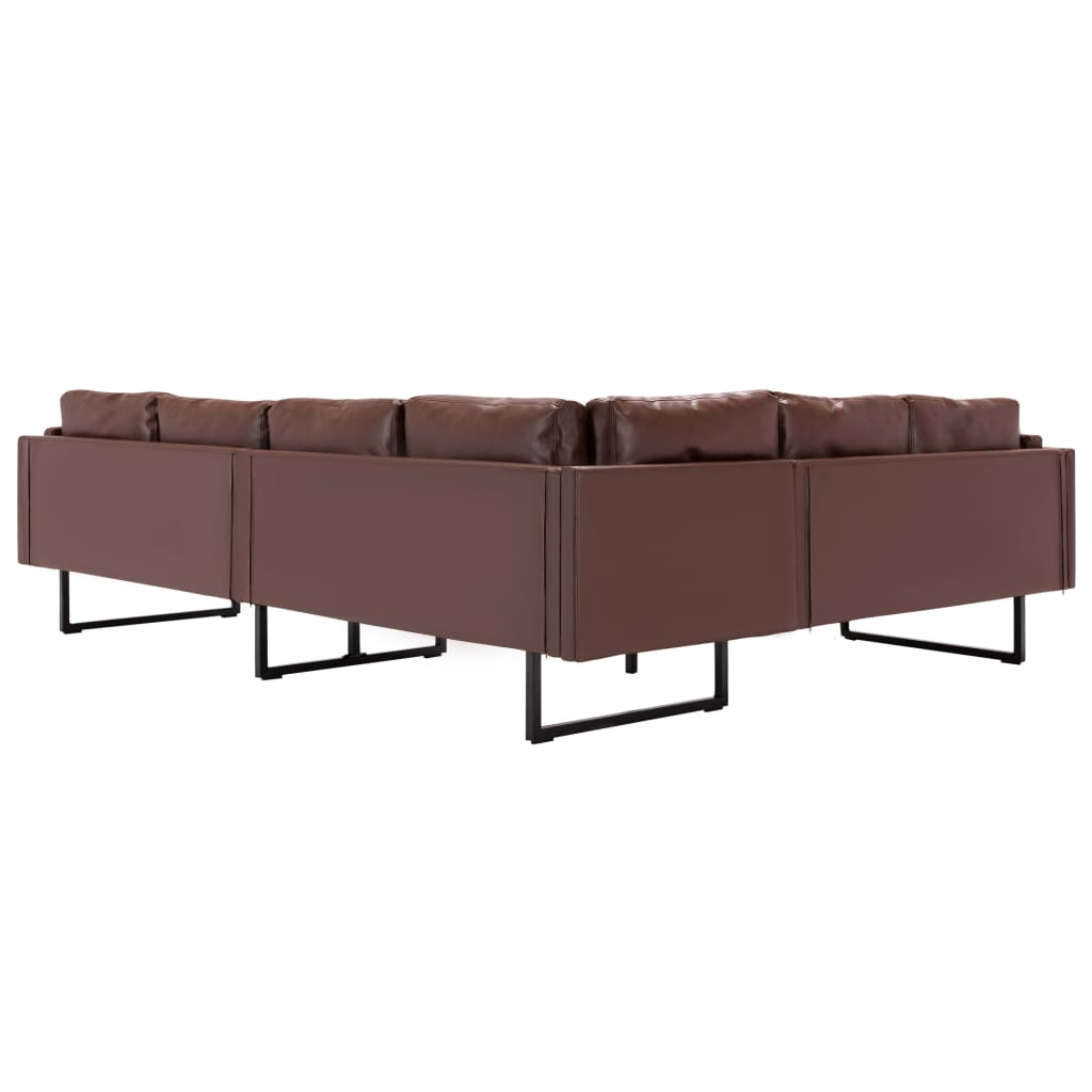 vidaXL Ecksofa Kunstleder Braun