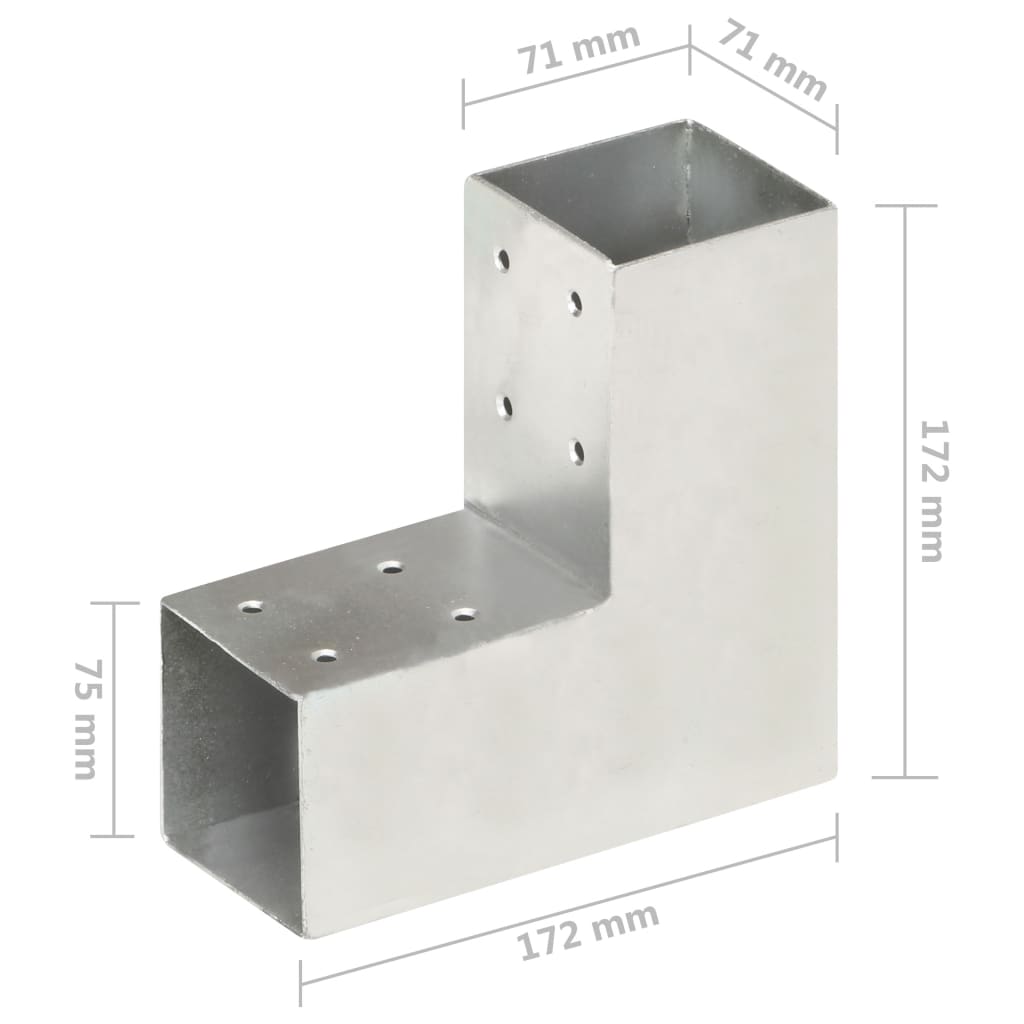 vidaXL Pfostenverbinder L-Form Verzinktes Metall 71 x 71 mm